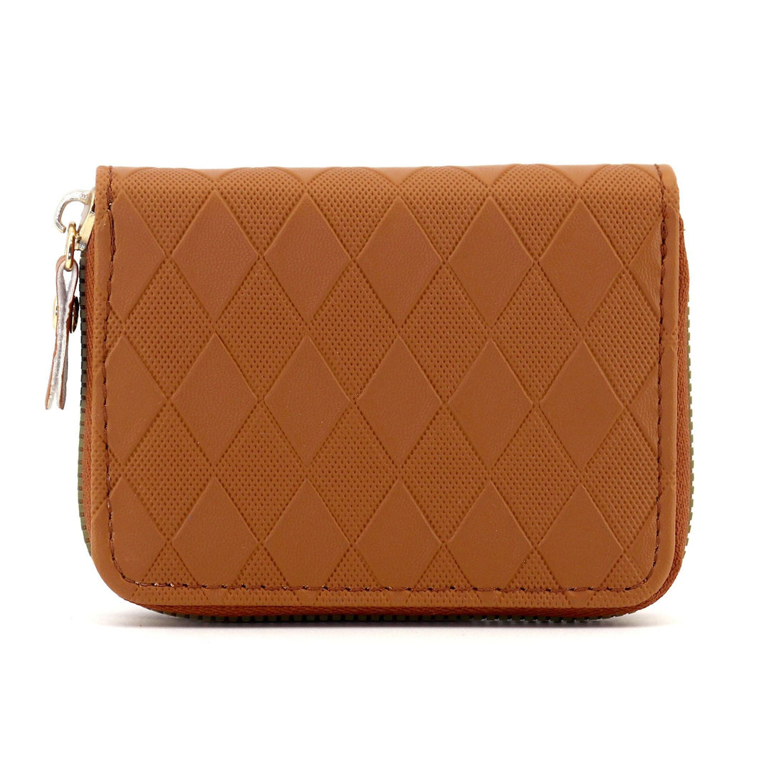 Elegant Diamond-Patterned Zip Wallet