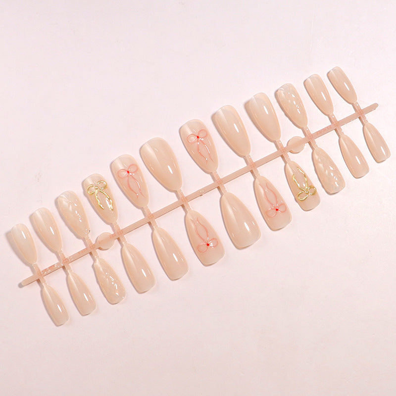 Decorative Press-On Nail Art Set with Bow Highlights Bowlift