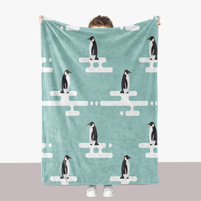 Penguin-Themed Plush Throw Blanket