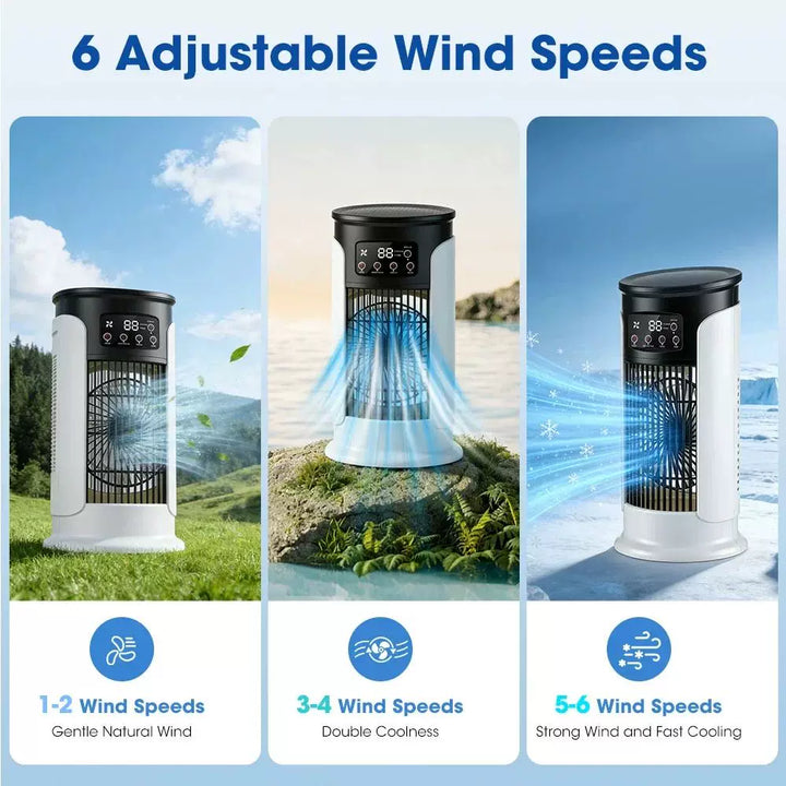 Unisex One Size compact personal evaporative tower cooler with refillable cooling packs, whisper-quiet fan and touch control Bowlift