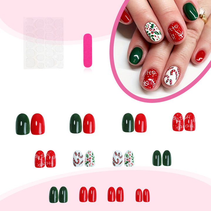 Artificial nail set with festive Christmas designs Bowlift