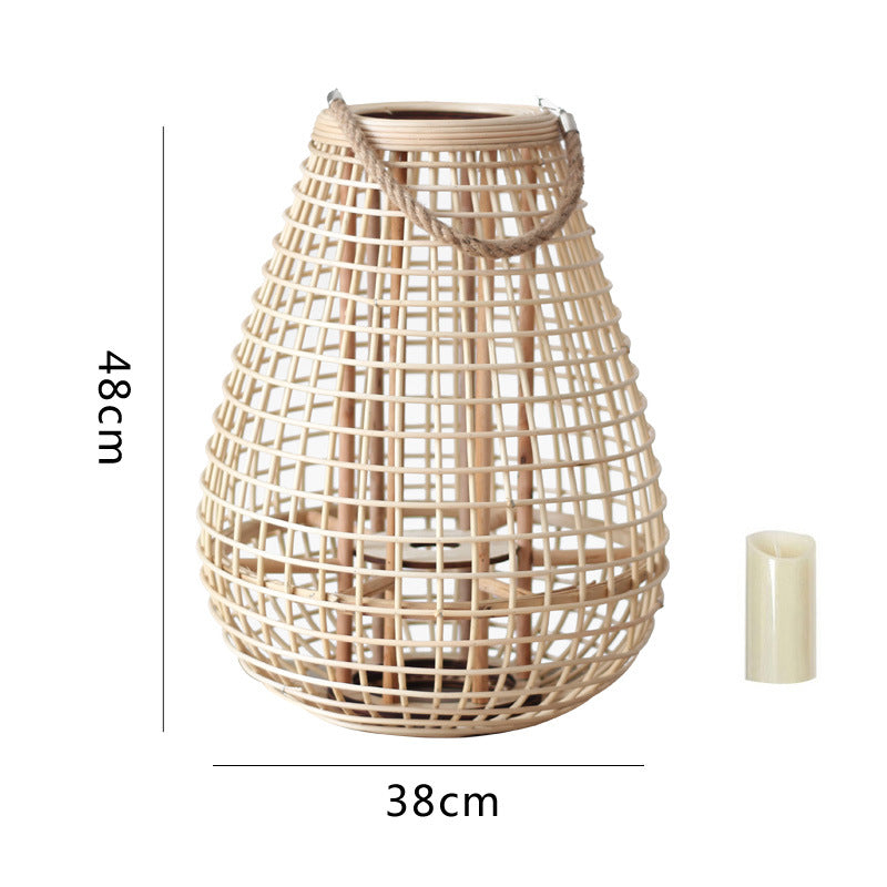 Decorative Rattan Lantern with Carry Handle Bowlift