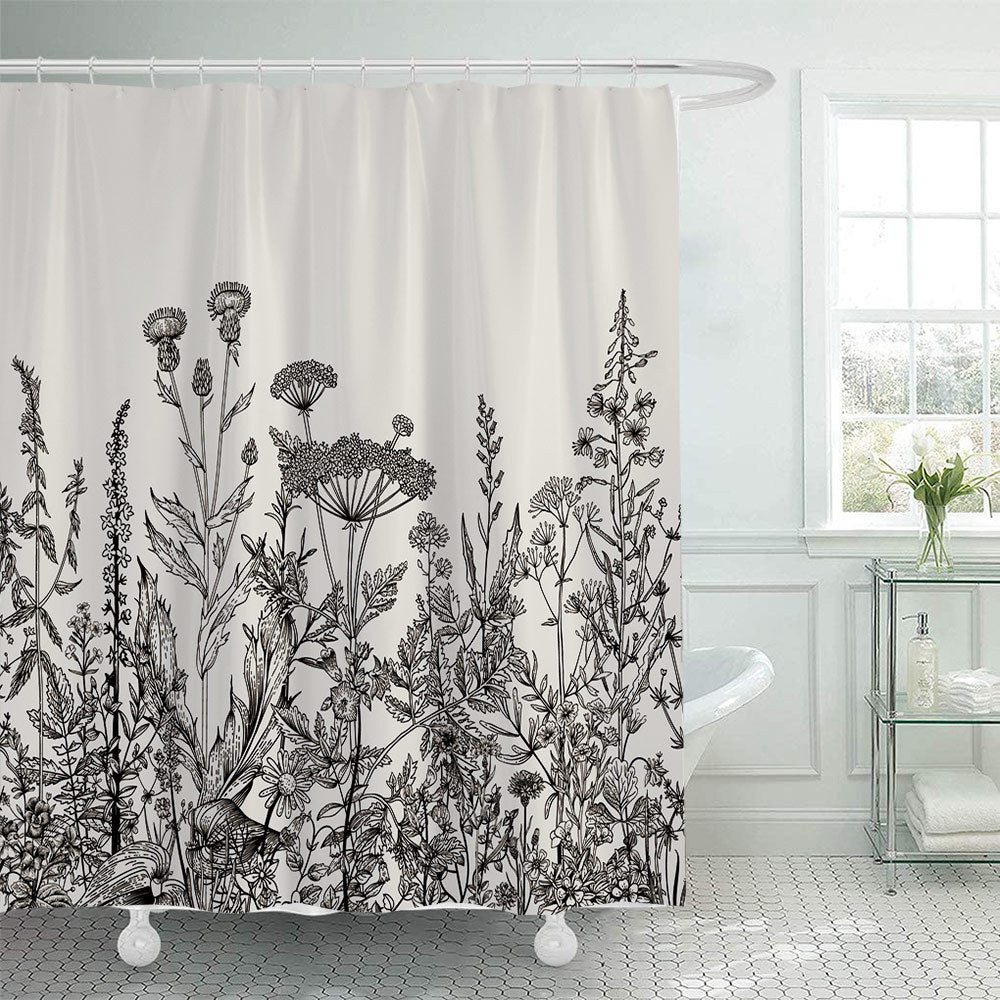 Botanical Illustration Shower Curtain Bowlift