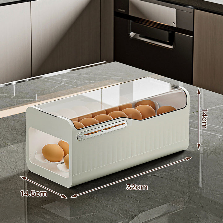 Large Capacity Transparent Stackable Refrigerator Egg Organizer with Sliding Lid Bowlift