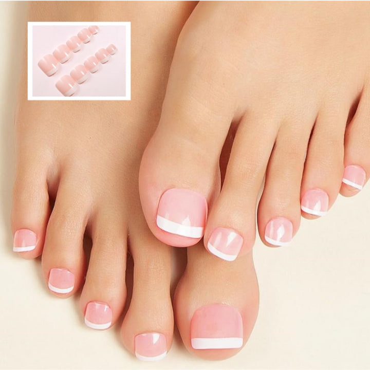 Premium Glossy French Tip Press-On Nail Set Bowlift