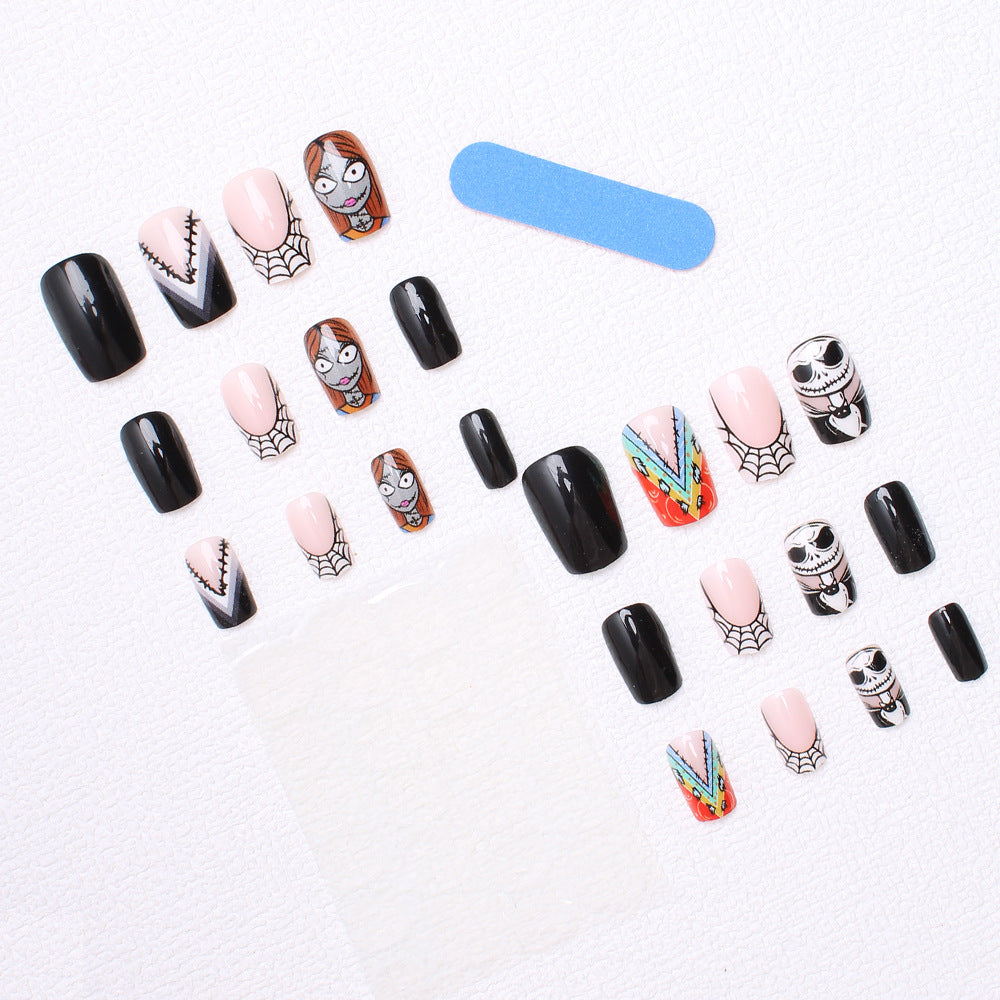 Artificial Nail Set with Creative Halloween Motifs and Playful 3D Designs Bowlift