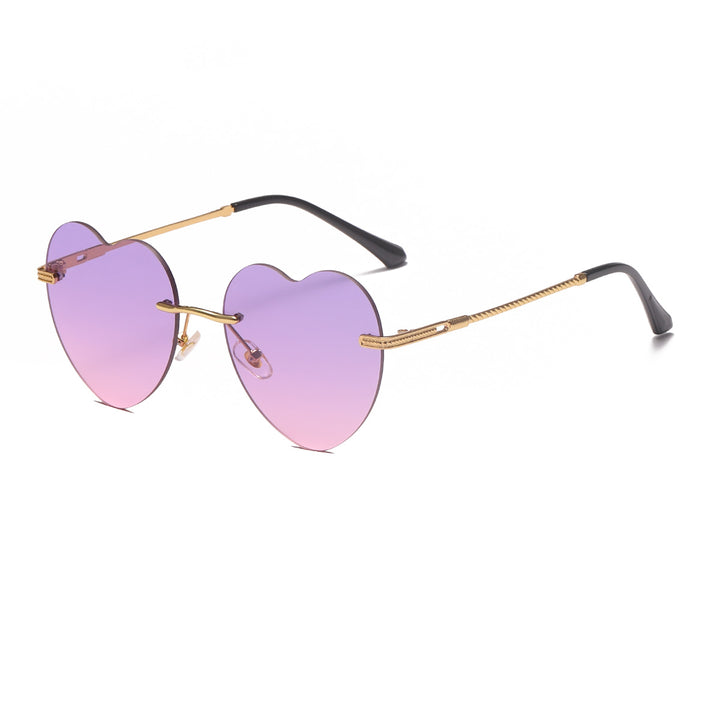 Women's Heart-Shaped Sunglasses with Mirrored Lenses and Gold Frame Bowlift