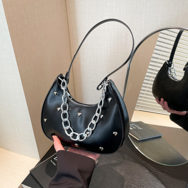 Chic Heart-Embellished Shoulder Bag Bowlift