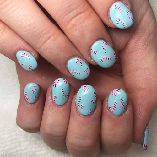Candy Cane Themed Press-On Nail Art Bowlift