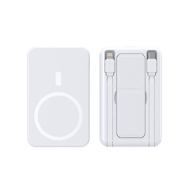 Portable wireless charger with integrated cable system Bowlift