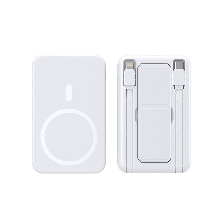Portable wireless charger with integrated cable system Bowlift