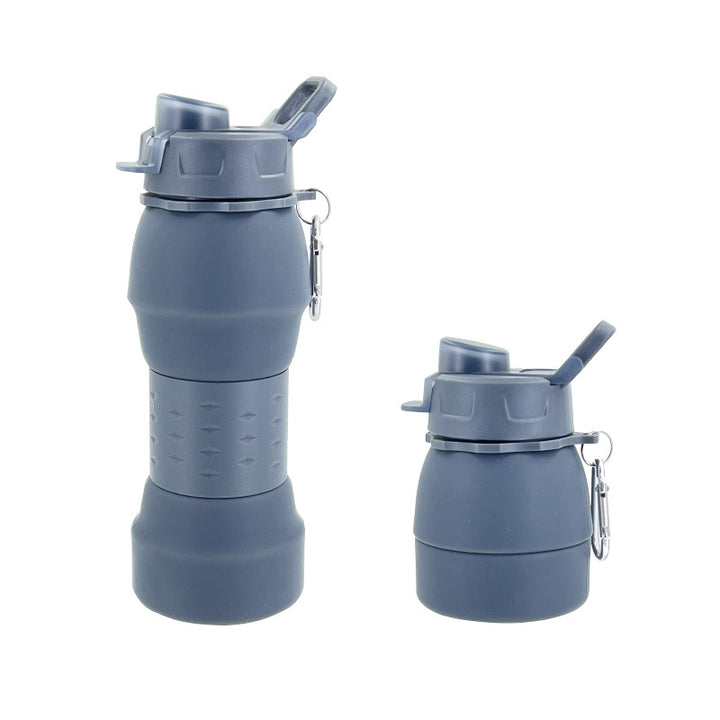 Unisex Silicone Water Bottle with Carabiner Hook and Folding Mechanism Bowlift