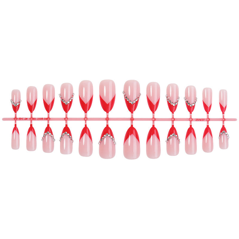 Premium Decorative Press-On Nail Set with Jewel Accents Bowlift
