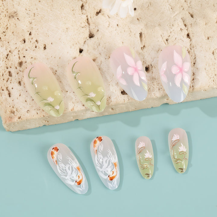Artificial nails with floral designs Bowlift