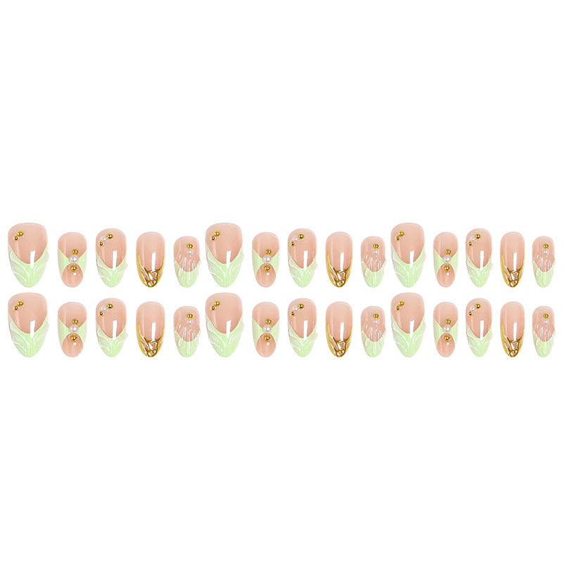 Nail Art Set with Floral and Golden Accents Bowlift