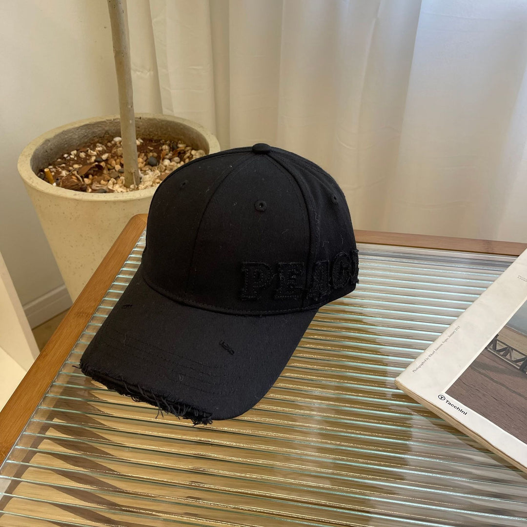 Women's Distressed Graphic Peace Baseball Cap Bowlift