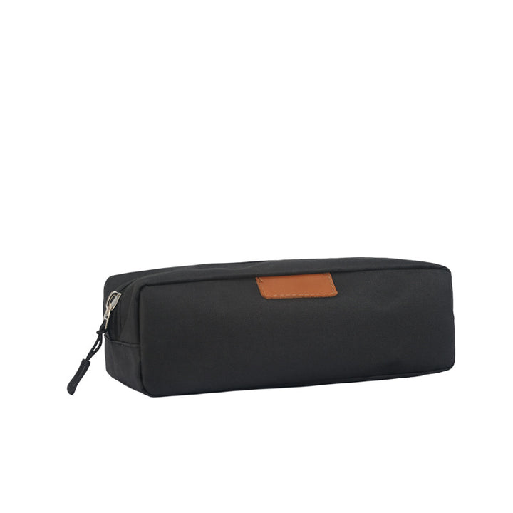 Rectangular Canvas Travel Organizer Pouch with Leather Patch Bowlift