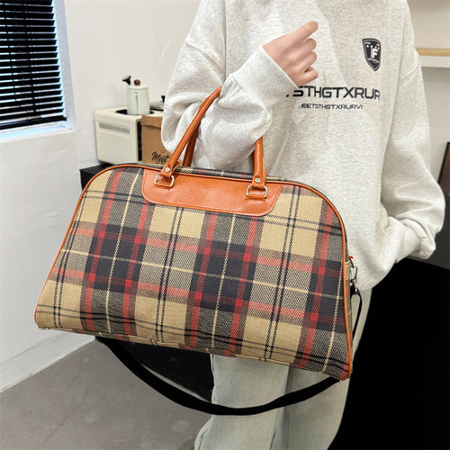 Stylish Plaid Weekend Tote Bag Bowlift