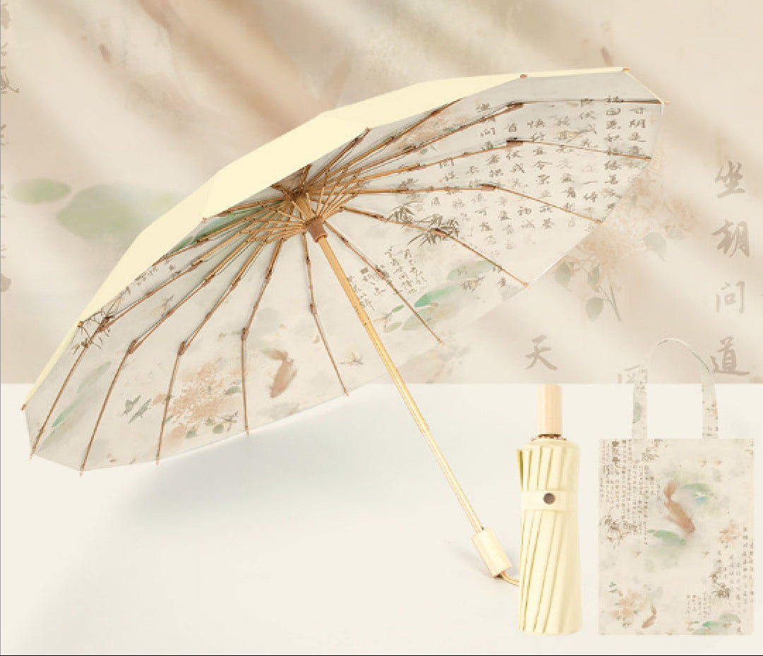 Ladies Foldable Sun Umbrella with Dreamy Floral Design Bowlift