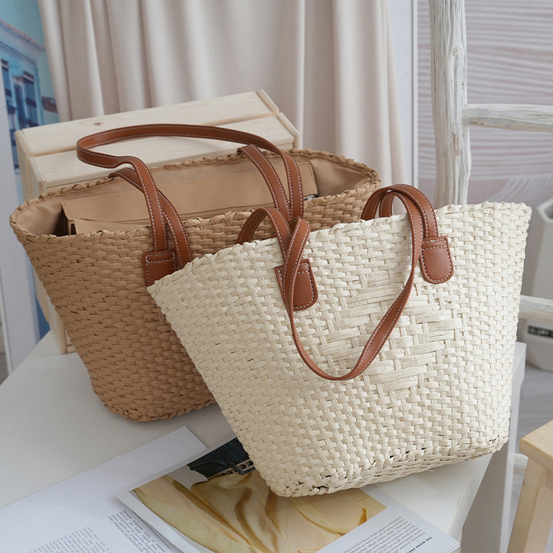 Elegant basket bag with high-quality leather handles Bowlift