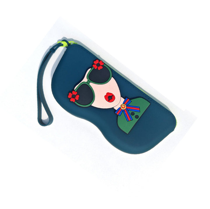 Molded silicone protective sunglasses case with paracord wrist strap and 3D floral eyewear applique Bowlift