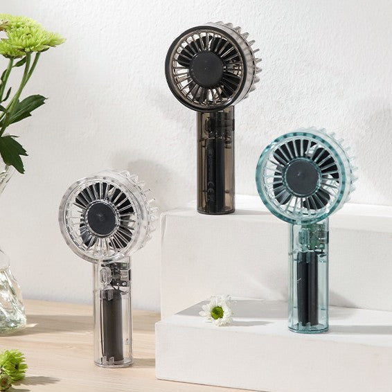 Unisex Portable High-Speed Hand Fan with Transparent Housing Construction Bowlift