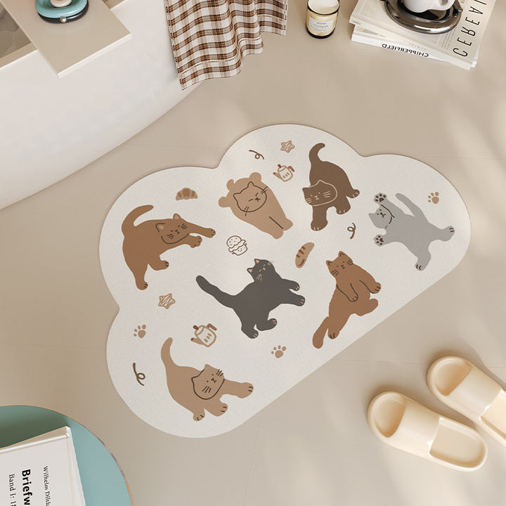 Playful Cat-Themed Bath Rug  1786983244
