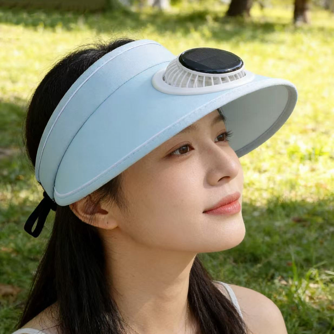 Sport Sun Visor with detachable front fan, adjustable headband and reflective piping Bowlift