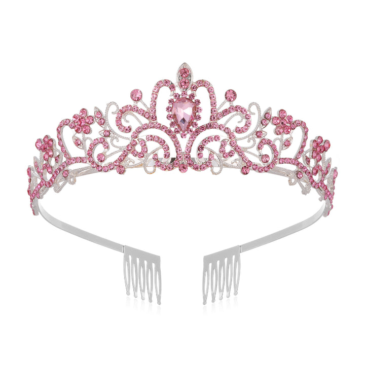 Ladies Sparkling Crystal Tiara with Filigree Design Bowlift