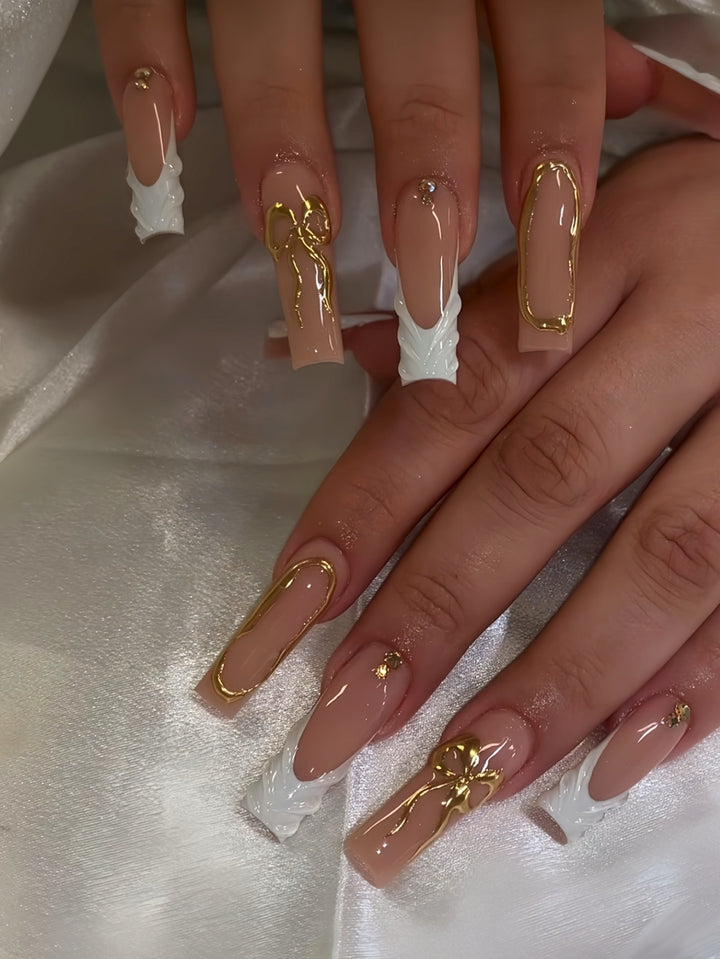 Decorative Long Press-On Nail Extensions Bowlift