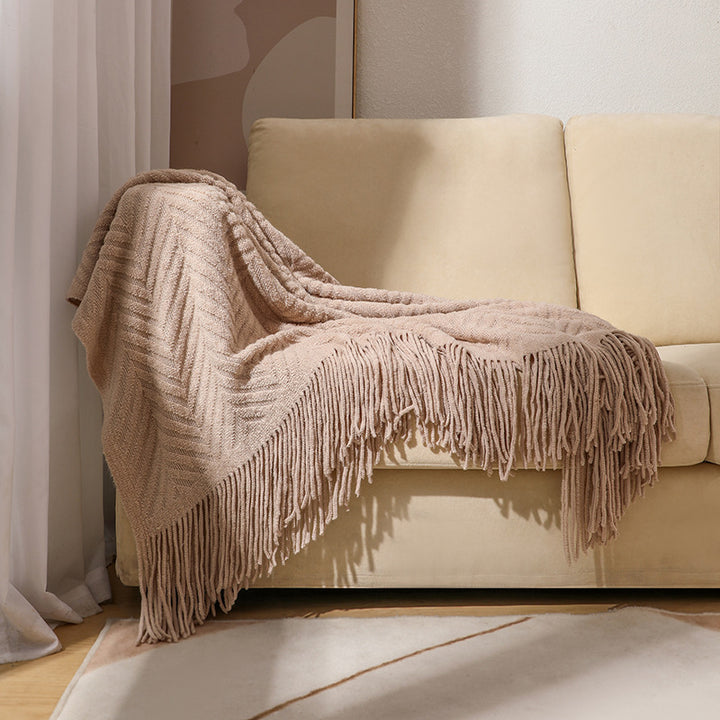 Textured Fringe Throw Blanket