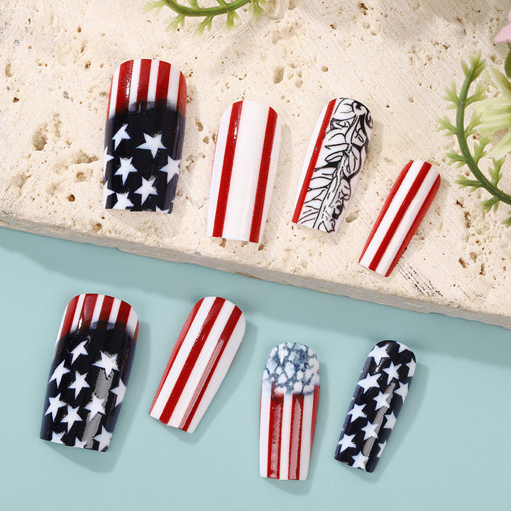 Creative artificial nails with patriotic design Bowlift
