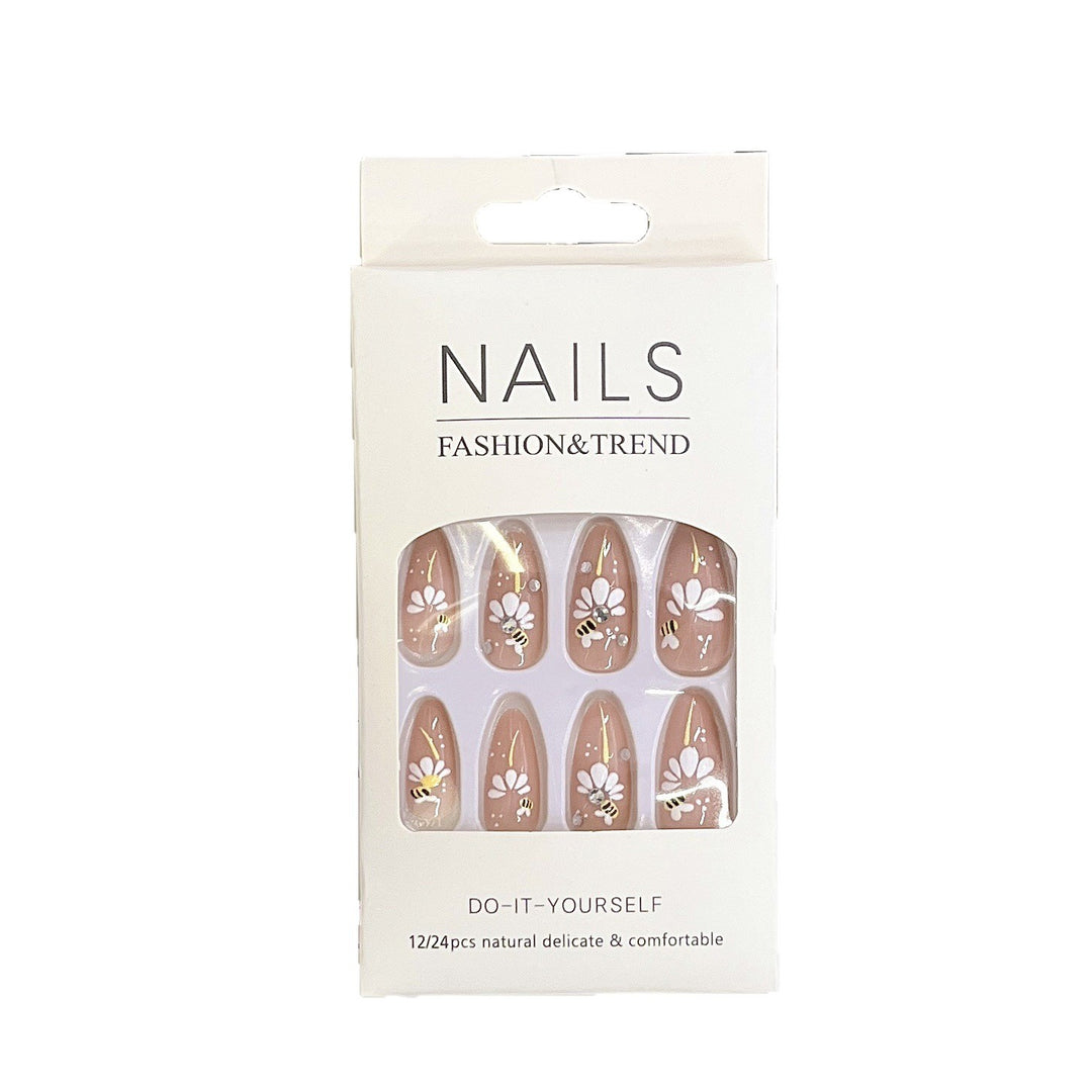 Artistic Floral Press-On Nail Tips Bowlift