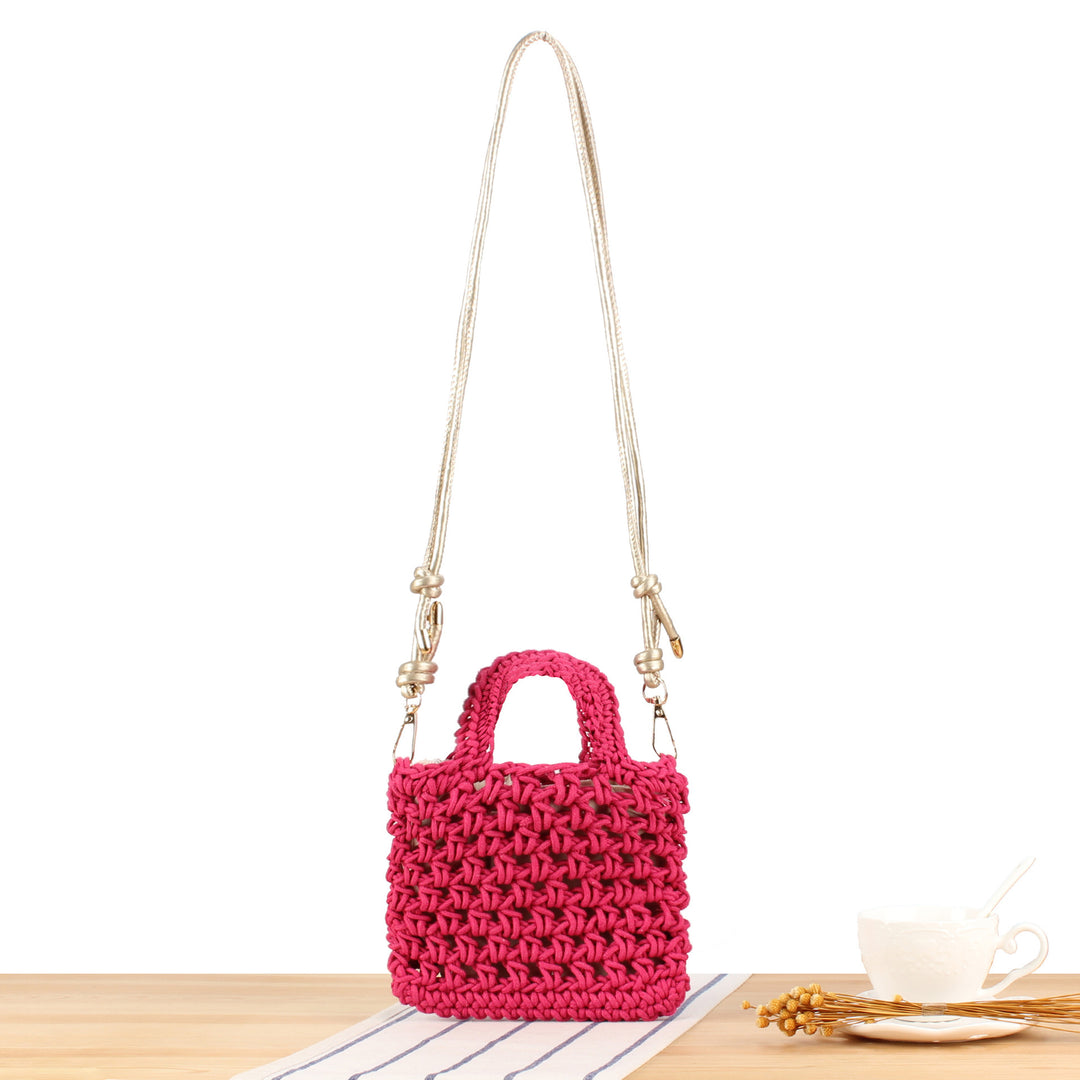 Handbag Made of Handmade Macrame with Adjustable Shoulder Strap Bowlift