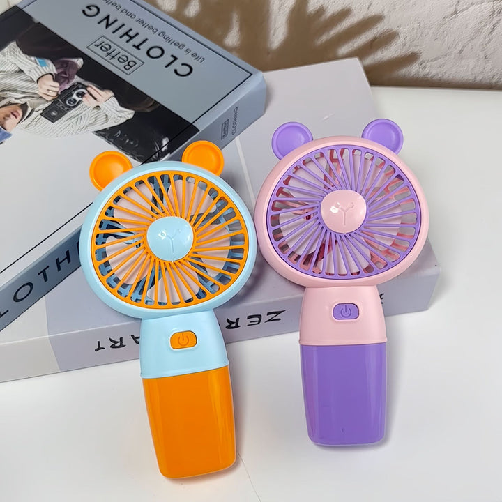 Ladies Portable Hand Fan with Animal Ears Bowlift