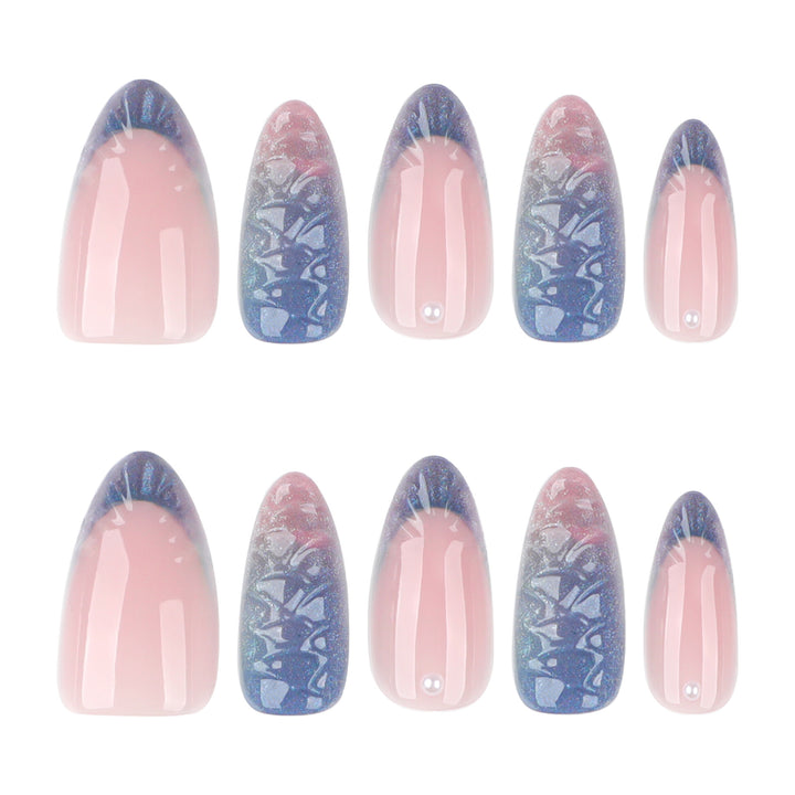 Artful nail extensions with shimmering play of colors and glamorous accents Bowlift