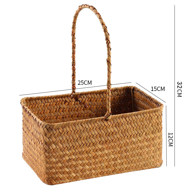 Handwoven Natural Fiber Carrying Basket Bowlift