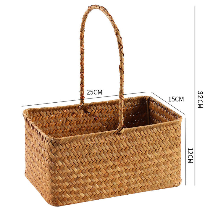 Handwoven Natural Fiber Carrying Basket Bowlift
