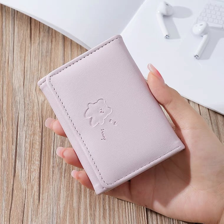 Cute Leather Tri-Fold Wallet Bowlift