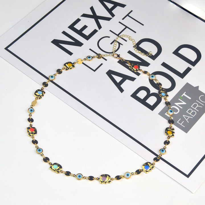 Colorful Eye Charm Statement Necklace Bowlift