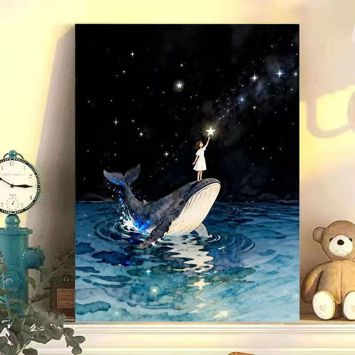 Dreamy Whale and Girl Canvas Artwork Bowlift