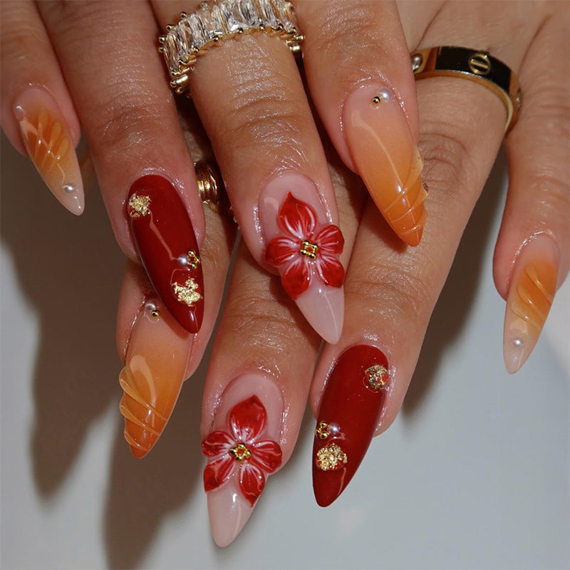 Elegant Floral Press-On Nail Art Set Bowlift 1788496102