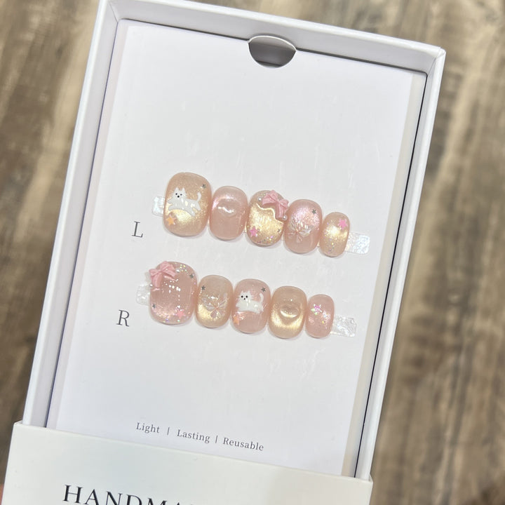 Themed Press-On Nail Art Set with Hello Kitty Designs Bowlift