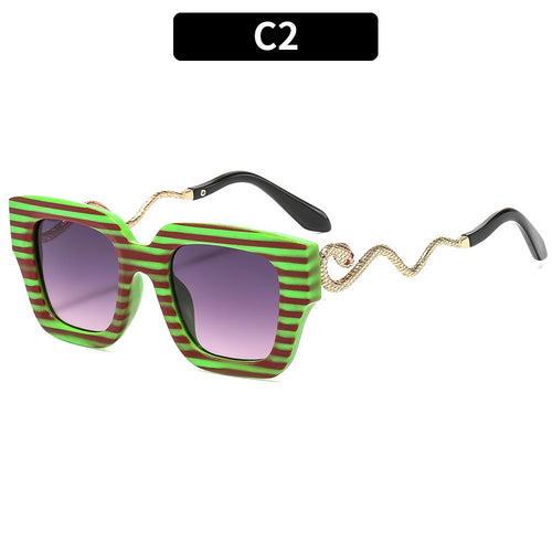 Striped Geometric Fashion Sunglasses