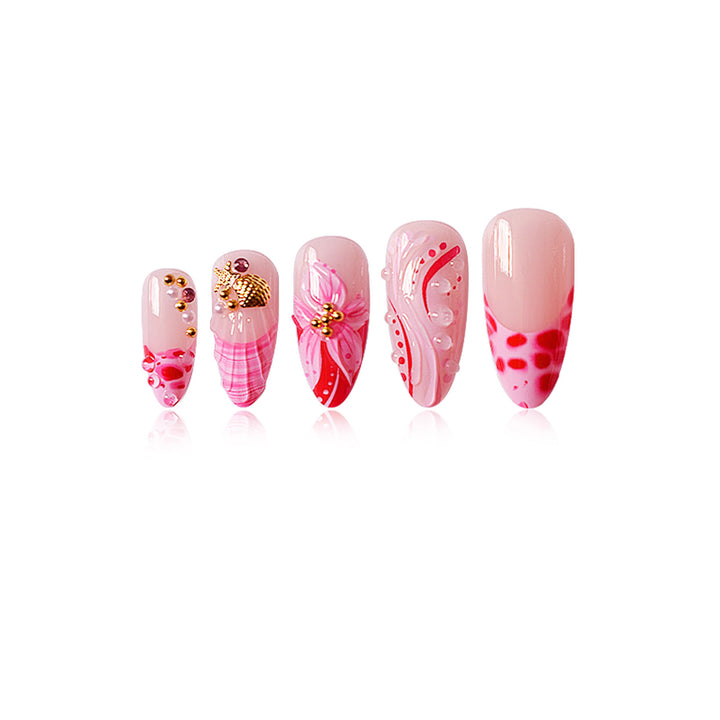 Floral Design Stiletto Press-On Nails Bowlift