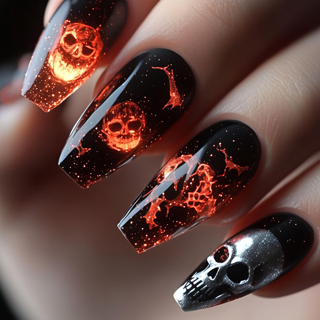 Creative acrylic nails with skull design Bowlift