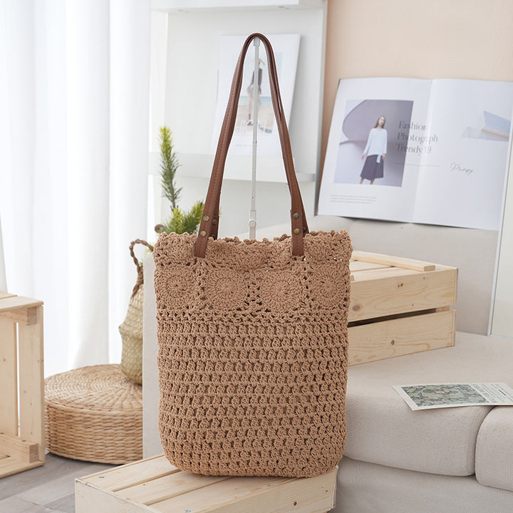 Crochet tote bag with leather handles Bowlift