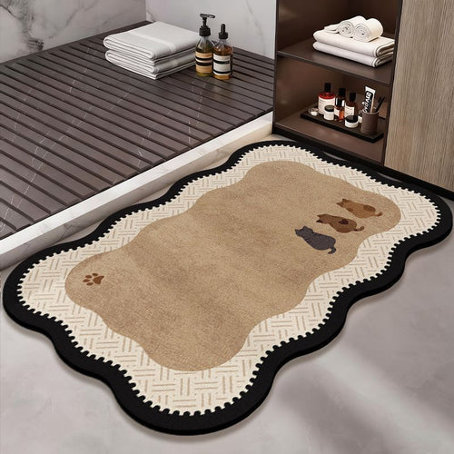 Decorative Pet-Themed Bath Mat Bowlift