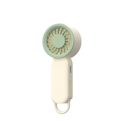 Unisex portable hand fan with rechargeable battery, quiet brushless motor, ergonomic grip, and carrying loop Bowlift
