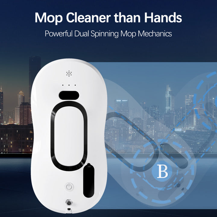 robotic window cleaner with dual spinning microfiber mops and spray function Bowlift
